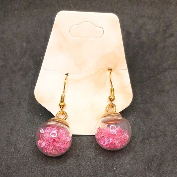 Elegant Pink Beaded Earrings - Picture 1 of 2
